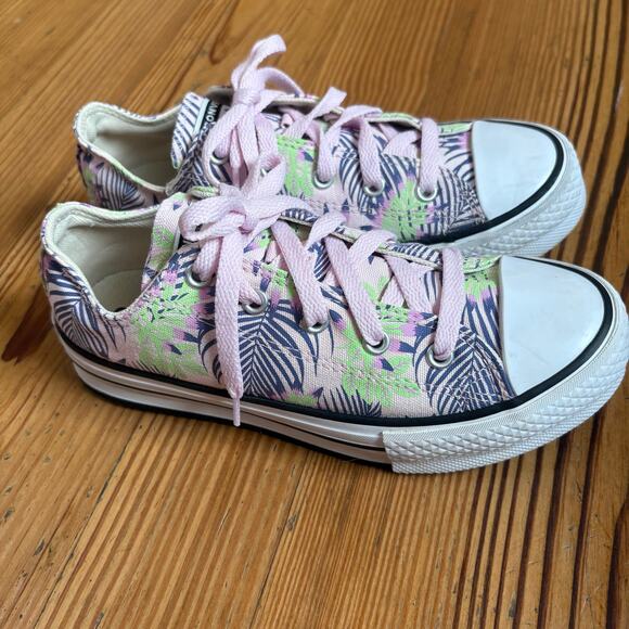 Converse All Star low top purple foliage low top girls platform sneakers SIZE 3 - Picture 8 of 8